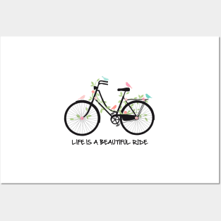 Life is a beautiful ride, vintage bicycle with birds Posters and Art